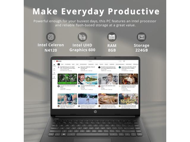 HP Stream 14' HD Lightweight Laptop, Intel Celeron N4120, 8GB RAM, 224GB Storage(64GB eMMC + 160GB Docking Station), Intel UHD Graphics, HD Webcam,...