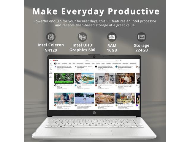 HP Stream 14' HD Lightweight Laptop, Intel Celeron N4120, 16GB RAM, 224GB Storage(64GB eMMC + 160GB Docking Station), Intel UHD Graphics, HD...