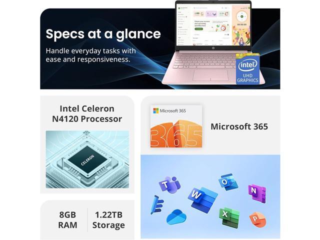 HP Flagship 14' Laptop with 1 Year Office 365 8GB RAM 1.22TB Storage(64GB EMMC & 160GB Docking Station & 1TB Cloud Storage) Intel 4-Core...