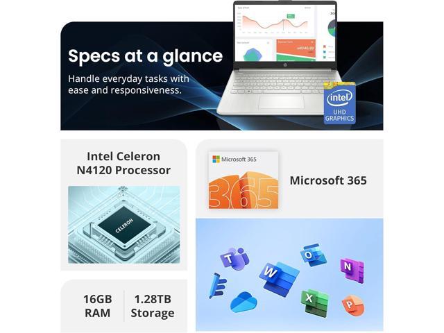 HP Flagship 14' Laptop with 1 Year Office 365 16GB RAM 1.28TB Storage(128GB EMMC & 160GB Docking Station & 1TB Cloud Storage) Intel 4-Core...