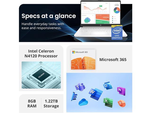 HP Flagship 14' HD Laptop with 1 Year Office 365 8GB RAM 1.22TB Storage(64GB EMMC & 160GB Docking Station Set & 1TB Cloud Storage) Intel...