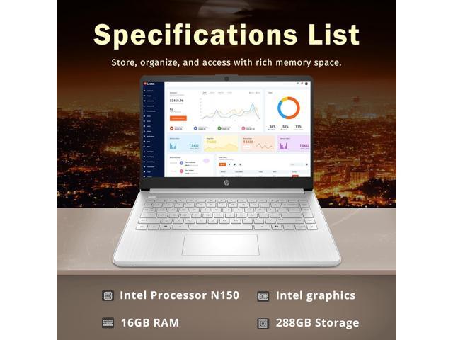 HP 14' HD Anti-Glare Laptop, Intel Processor N150, 16GB RAM, 288GB Storage(128GB SSD+160GB Docking Station Set), Intel Graphics, 1 Year Office 365,...