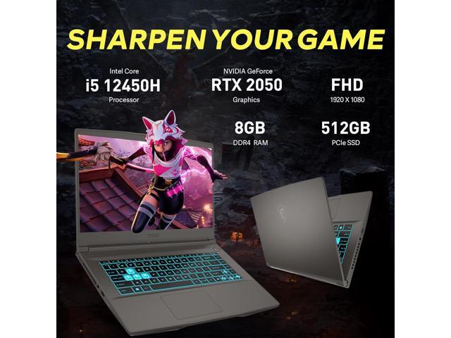 MSI Thin 15 15.6' FHD IPS 144Hz Gaming Laptop, Intel i5-12450H, 8GB RAM, 512GB PCIe SSD, NVIDIA GeForce RTX 2050, Backlit Keyboard, WIFI 6, Black,...