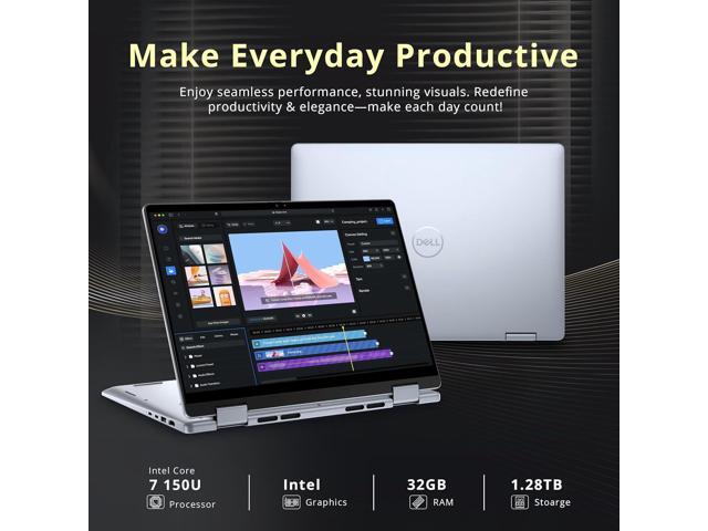 Dell Inspiron 14 2-in-1 Laptop, 14' WUXGA Touch Display, Intel 7 150U, 32GB DDR5, 1.28TB Storage(1TB SSD+288GB Docking Station Set), Backlit...