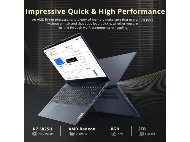 Lenovo IdeaPad 5 15.6' FHD Laptop, AMD Ryzen 7 5825U, 8GB RAM, 2TB Storage(1TB SSD+1TB Docking Station Set), AMD Radeon Graphics, Backlit Keyboard,...