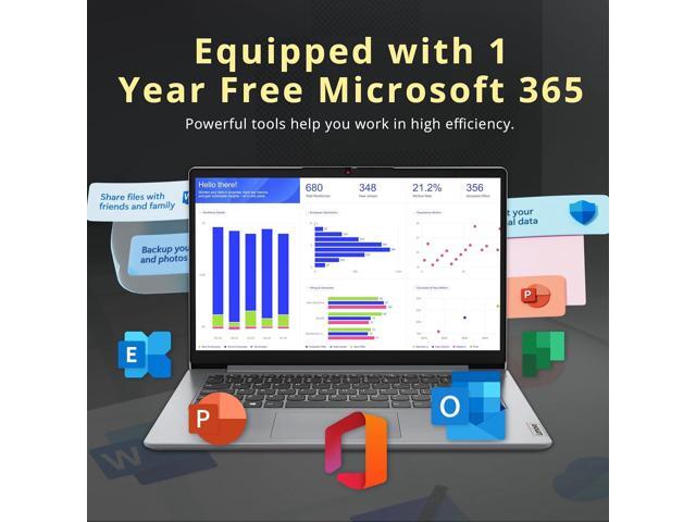 Lenovo Ideapad 1i 14' HD Laptop, Intel Celeron N4500, 8GB RAM, 1.38TB Storage (128GB eMMC+256GB SSD+1TB Docking), Intel UHD Graphics, 1 Year Office...