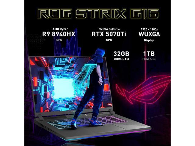ASUS ROG Strix G16 Gaming Laptop, GeForce RTX 5070 Ti 12GB GDDR7, AMD Ryzen 9 8940HX, 32GB DDR5, 1TB SSD, Backlit Keyboard, 16' WUXGA 165Hz...