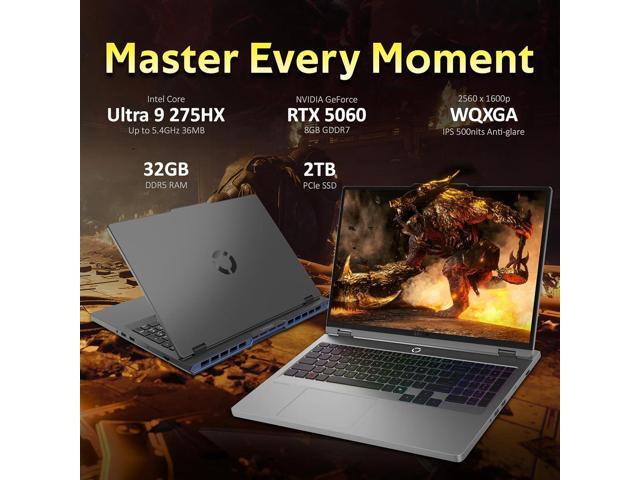 Lenovo Legion 5 16' WQXGA 240Hz Gaming Laptop, Intel Ultra 9 275HX 32GB RAM, 2TB SSD, NVIDIA GeForce RTX 5060, Backlit Keyboard, Win 11 Pro, Gray,...