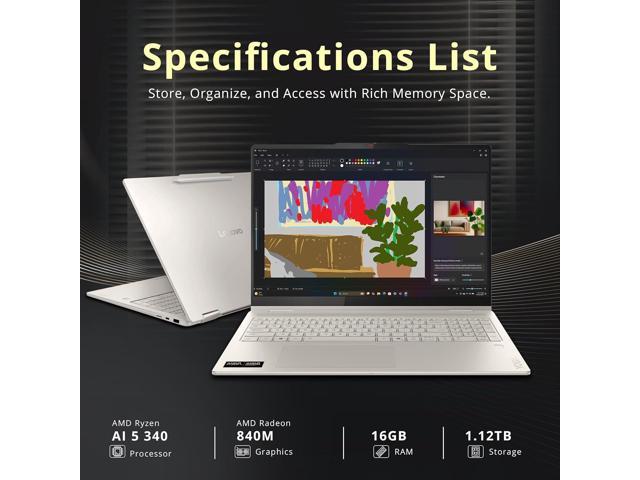 Lenovo Yoga 7 16' WUXGA 2-in-1 x360 Touchscreen Laptop, AMD Ryzen AI 5 340 16GB RAM, 1.12TB Storage(1TB SSD+128GB Docking), AMD Radeon 840M,...