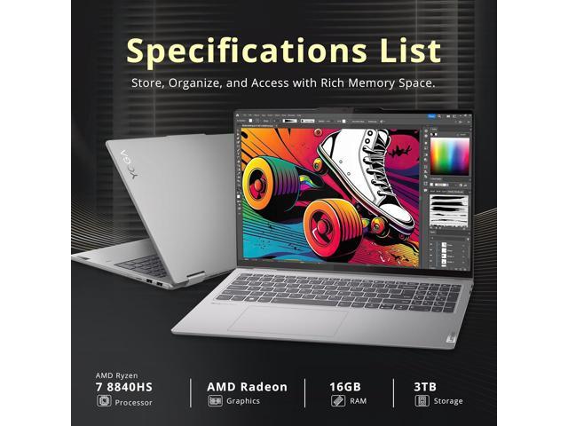 Lenovo Yoga 7 2-in-1 16' 2K WUXGA Touchscreen Laptop, AMD Ryzen 7 8840HS, 16GB RAM, 3TB Storage (2TB SSD+1TB Docking Station Set), Backlit...