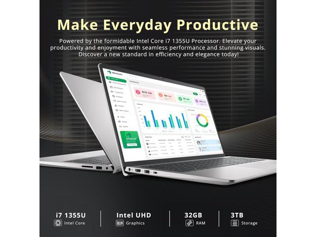 Dell 15 15.6' FHD Business Laptop, Intel Core i7-1355U, 32GB RAM, 3TB Storage(2TB SSD+1TB Docking Station Set), Intel UHD Graphics, Backlit...
