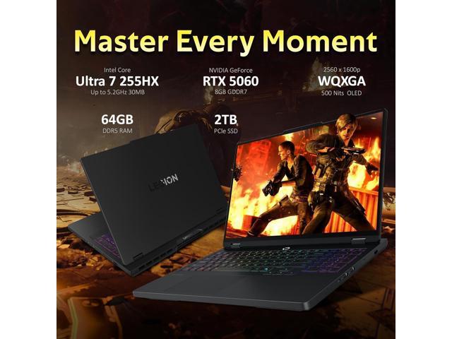 Lenovo Legion Pro 5i 16' WQXGA OLED 165Hz Gaming Laptop, Intel Ultra 7 255HX, 64GB RAM, 2TB SSD, NVIDIA GeForce RTX 5060, Backlit Keyboard, Windows...