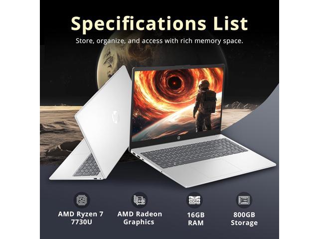 HP 15.6' FHD IPS Touchscreen Laptop, AMD Ryzen 7 7730U, 16GB RAM, 800GB Storage (512GB SSD+288GB Docking Station Set), AMD Radeon Graphics, Numeric...