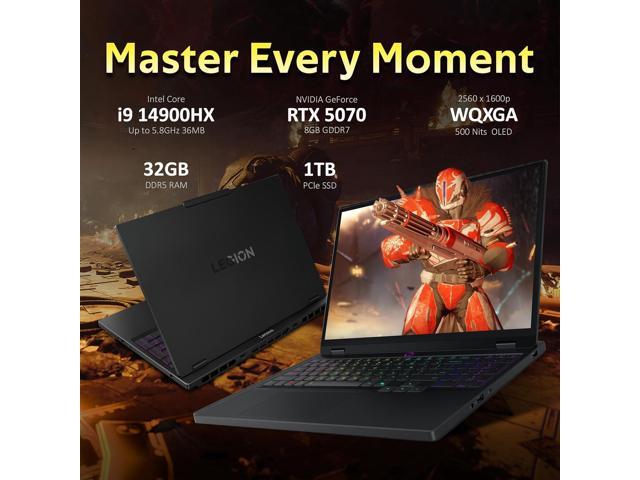 Lenovo Legion 5 15.1' WQXGA 165Hz Gaming Laptop, Intel i9 14900HX, 32GB DDR5, 1TB PCIe SSD, NVIDIA GeForce RTX 5070, 24-Zone RGB Backlit Keyboard,...
