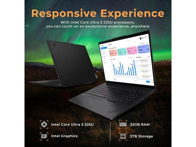 Lenovo ThinkPad L16 G2 16' WUXGA Touchscreen Laptop, Intel Core Ultra 5 225U, 32GB DDR5, 3TB Storage (2TB SSD+1TB Docking Station Set), Backlit...