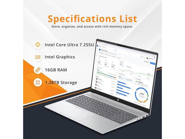 HP OmniBook 5 16' WUXGA Touchscreen Laptop, Intel Core Ultra 7 255U, 16GB LPDDR5, 1.28TB Storage (1TB SSD+288GB Docking Station Set), Intel...