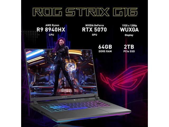 ASUS ROG Strix G16 16' WUXGA 165Hz Gaming Laptop, AMD Ryzen 9 8940HX, GeForce RTX 5070 8GB GDDR7, 64GB DDR5, 3TB Storage (2TB SSD+1TB Docking...