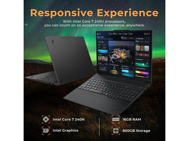 Lenovo ThinkPad E16 G3 16' WUXGA Laptop, Intel Core 7 240H, 16GB RAM, 800GB Storage (512GB SSD+288GB Docking Station Set), Intel Graphics, Backlit...