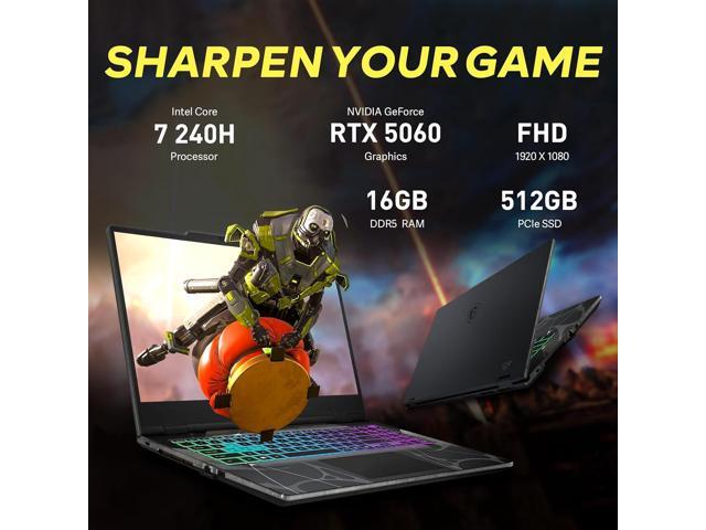 MSI Cyborg 15.6' 144Hz FHD Gaming Laptop, Intel Core 7-240H, 16GB RAM,1.5TB Storage (512GB SSD+1TB Docking Station), NVIDIA GeForce RTX 5060,...
