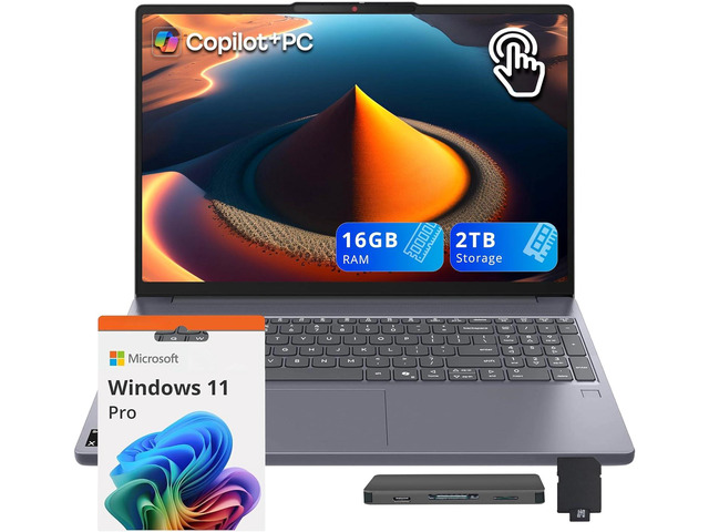 Lenovo IdeaPad Slim 3 15.3' WUXGA Touchscreen Laptop, Qualcomm Snapdragon X, 16GB RAM, 2TB Storage(1TB SSD+1TB Docking Station), Qualcomm Adreno,...
