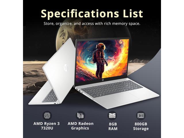 HP 15.6' HD Touchscreen Laptop, AMD Ryzen 3 7320U, 8GB LPDDR5, 800GB Storage(512GB SSD+288GB Docking Station Set), AMD Radeon Graphics, Numeric...