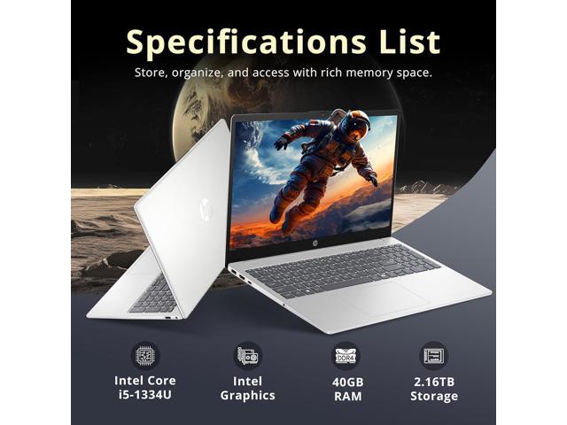 HP 15.6' FHD Touchscreen Laptop, Intel Core i5-1334U, 40GB DDR4, 2.16TB Storage(2TB SSD+160GB Docking Station Set), Intel Graphics, Numeric Keypad,...