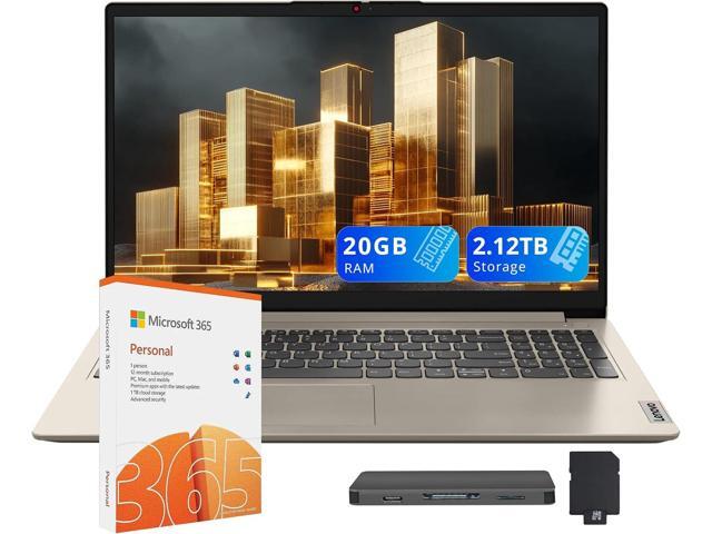 Lenovo IdeaPad 1 15.6' HD Laptop, Intel Celeron N4500, 20GB RAM, 2.12TB Storage(1TB SSD+128GB eMMC+1TB Docking Station), Intel UHD Graphics, 1 Year...
