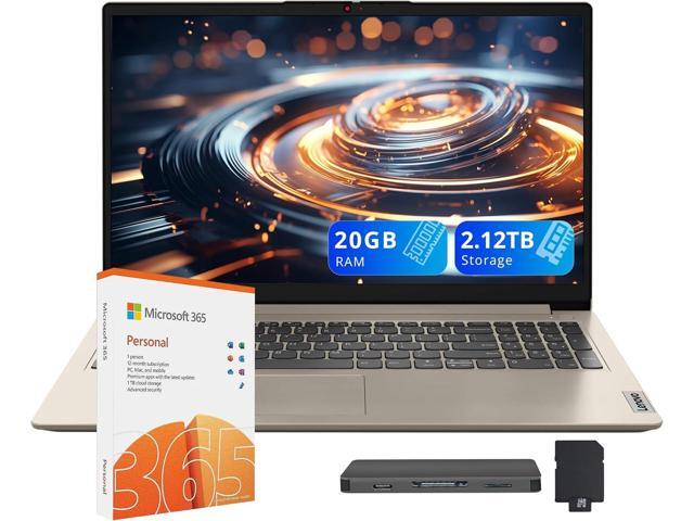Lenovo IdeaPad 1 15.6' HD Laptop, Intel Celeron N4500, 20GB RAM, 2.12TB Storage(1TB SSD+128GB eMMC+1TB Docking Station), Intel UHD Graphics, 1 Year...