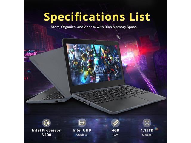 Lenovo 100w Gen 4 11.6' HD Laptop, Intel Processor N100, 4GB LPDDR5, 1.12TB Storage (128GB SSD + 1TB Docking Station Set), Intel UHD Graphics, 720p...