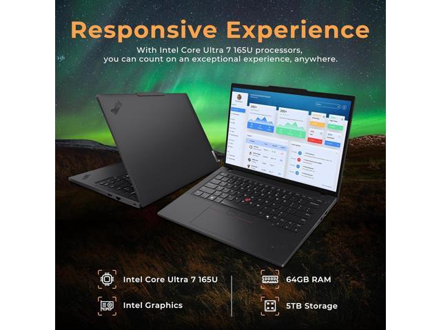 Lenovo ThinkPad T14 G5 14' WUXGA Laptop, Intel Ultra 7 165U, 64GB DDR5, 5TB Storage(4TB SSD+1TB Docking Station Set), Intel Graphics, Backlit...