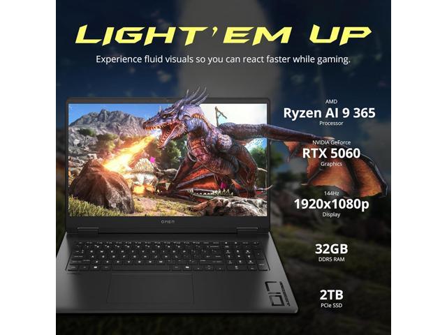 HP Omen 17 17.3' 144Hz FHD Gaming Laptop, AMD Ryzen AI 9 365, 32GB RAM, 3TB Storage (2TB SSD+1TB Docking Station Set), NVIDIA GeForce RTX 5060,...