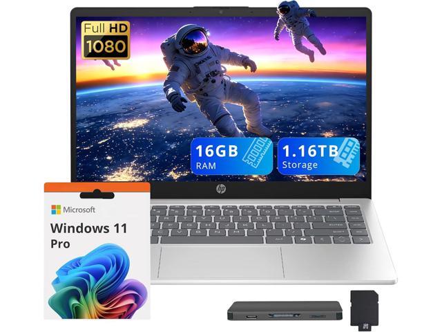 HP 14' FHD Anti-Glare Laptop, Intel Core i5-1334U, 16GB RAM, 1.16TB Storage (1TB SSD+160GB Docking Station Set), Intel Iris Xe Graphics, Full Size...