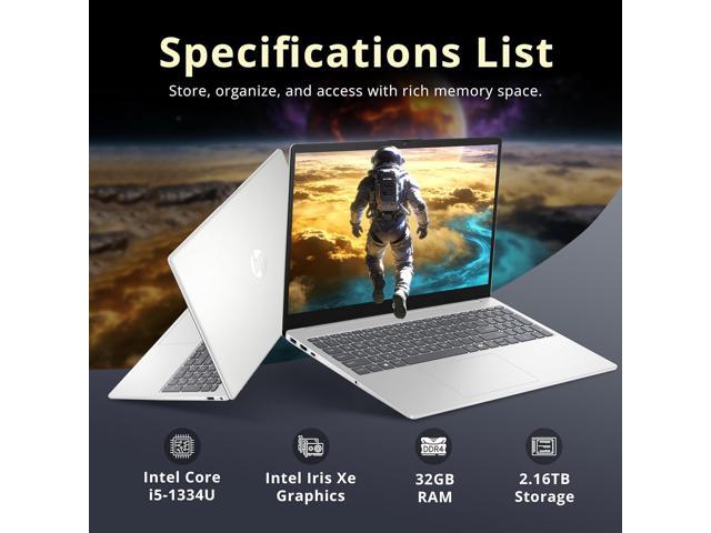 HP 15.6' HD Business Laptop, Intel Core i5-1334U, 32GB DDR4, 2.16TB Storage (2TB SSD+160GB Docking Station Set), Intel Iris Xe Graphics, Full Size...