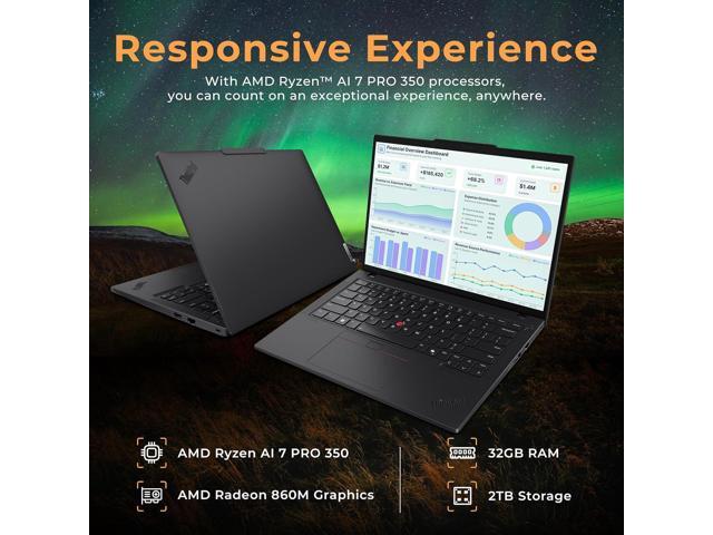 Lenovo ThinkPad T14 Gen 6 14' WUXGA Laptop, Ryzen AI 7 350, 32GB RAM, 1TB Storage (1TB SSD+1TB Docking Station Set), AMD Radeon 860M Graphics,...