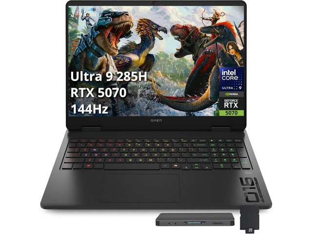 HP Omen 16 Slim 16' FHD+ 144Hz Gaming Laptop, Intel Ultra 9 285H, NVIDIA GeForce RTX 5070, 64GB DDR5, 3TB Storage(2TB SSD+1TB Docking Station Set),...