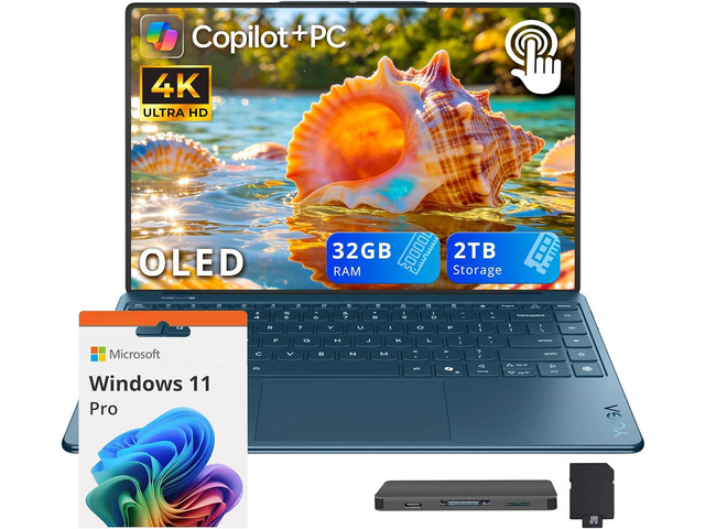 Lenovo Yoga Slim 9i 14' 4K OLED Touchscreen Laptop, Intel Ultra 7 258V, 32GB RAM, 2TB Storage (1TB SSD+1TB Docking Station), Backlit Keyboard,...