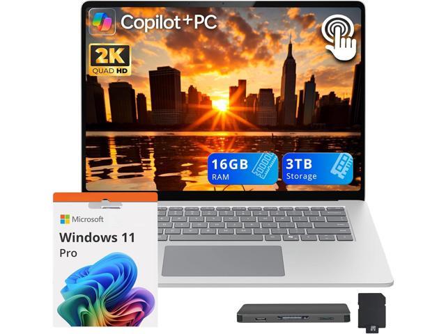 Microsoft Surface 15' 2K Touchscreen Laptop, Snapdragon X Elite, 16GB RAM, 3TB Storage(2TB SSD+1TB Docking Station), Qualcomm Adreno GPU, Backlit.