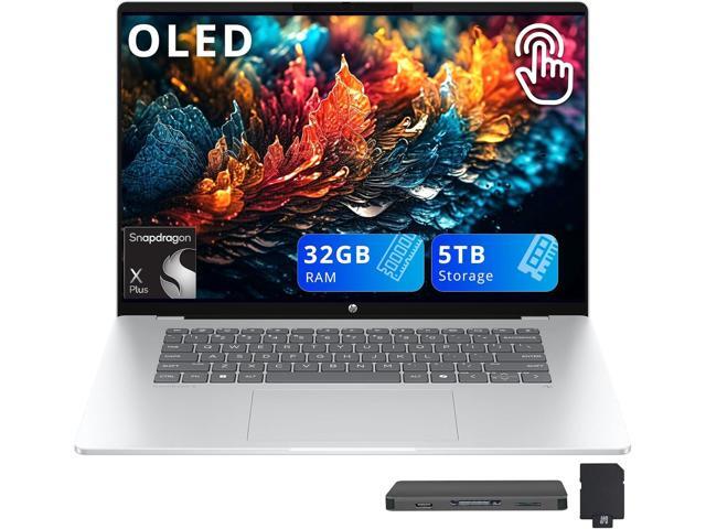 HP OmniBook 5 16' 2K OLED Touchscreen Laptop, Snapdragon X Plus X1P 42-100, 32GB LPDDR5X, 5TB Storage (4TB SSD+1TB Docking Station Set), Backlit...