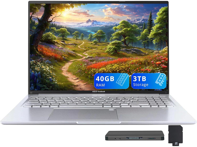 ASUS Vivobook 16' WUXGA Laptop, Intel Core i9-13900H, 40GB RAM, 3TB Storage (2TB SSD+1TB Docking Station Set), Intel Iris Xe Graphics, Backlit...