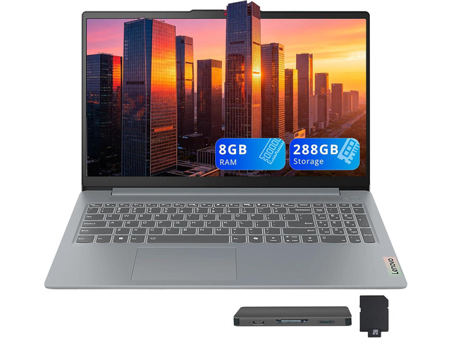 Lenovo IdeaPad Slim 3 15.6' Anti-Glare FHD Laptop, Intel Processor N150, Intel Graphics, 8GB RAM, 288GB Storage(128GB UFS+160GB Docking Station...