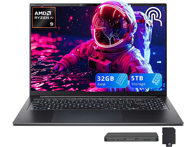 Acer Swift Go 16 AI 16' WUXGA Touchscreen Laptop, AMD Ryzen AI 9 465, 32GB LPDDR5X, 5TB Storage (4TB SSD+1TB Docking Station), AMD Radeon 880M,...