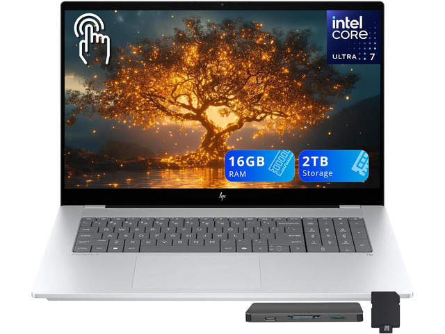 HP OmniBook X 17.3' FHD Touchscreen Laptop, Intel Core Ultra 7 256V, 16GB LPDDR5X, 2TB Storage (1TB SSD+1TB Docking Station), Intel Arc 140V,...