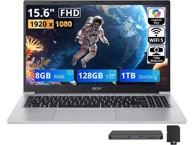Acer Aspire Lite 15 15.6' FHD IPS Laptop, Intel Core 3 N350, Intel Graphics, 8GB RAM, 1.12TB Storage(128GB SSD+1TB Docking Station Set), Copilot,...