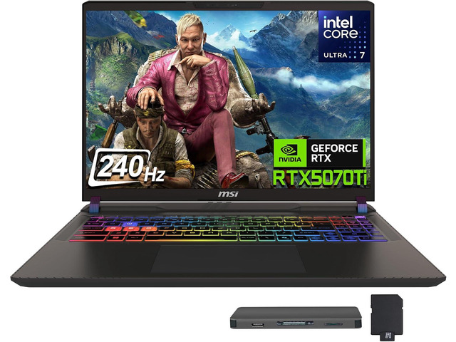 MSI Vector 16 HX AI 16' QHD+ 240Hz Gaming Laptop, Intel Core Ultra 7 255HX, GeForce RTX 5070 Ti, 32GB DDR5, 2TB Storage(1TB SSD+1TB Docking...