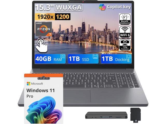 Lenovo IdeaPad Slim 3 15.3' WUXGA Touchscreen Laptop, AMD Ryzen 7 8840HS, 40GB DDR5 RAM, 2TB Storage (1TB SSD + 1TB Docking Station), Backlit...