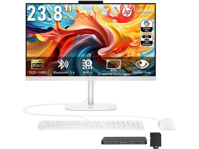 HP OmniStudio 23.8' FHD All-in-One Desktop, Intel N150 Processor, 8GB DDR5, 1.12TB Storage (128GB UFS+1TB Docking Station Set), Intel Graphics,...