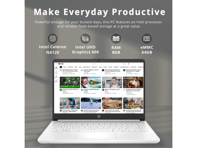 HP Premium 14' Stream HD Laptop, Intel Celeron N4120 CPU, 8GB RAM, 64GB eMMC, Webcam, UHD Graphics, Bluetooth, WiFi, HDMI, 1 Year Office 365, Win...