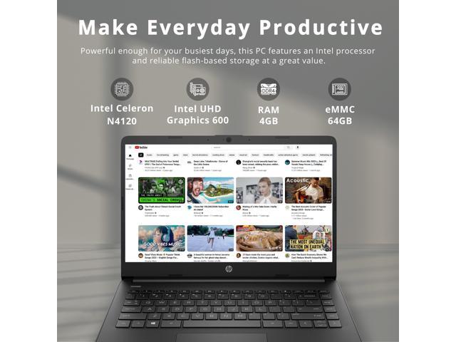 HP Premium 14' Stream HD Laptop, Intel Celeron N4120 CPU, 4GB RAM, 64GB eMMC, Webcam, UHD Graphics, Bluetooth, WiFi, HDMI, 1 Year Office 365, Win...