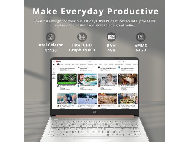 HP Premium 14' Stream HD Laptop, Intel Celeron N4120 CPU, 4GB RAM, 64GB eMMC, Webcam, UHD Graphics, Bluetooth, WiFi, HDMI, 1 Year Office 365, Win...