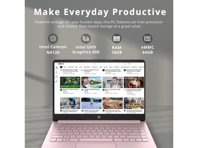 HP Premium 14' Stream HD Laptop, Intel Celeron N4120 CPU, 16GB RAM, 64GB eMMC, Webcam, UHD Graphics, Bluetooth, WiFi, HDMI, 1 Year Office 365, Win...
